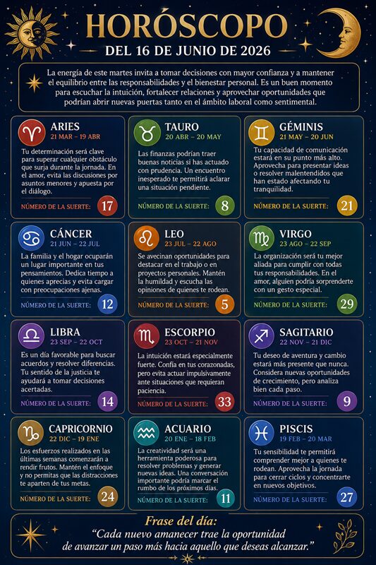 Horóscopo del 16 de junio de 2026