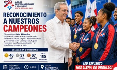 Abinader recibirá a medallistas dominicanos de Santo Domingo 2026 en acto de reconocimiento